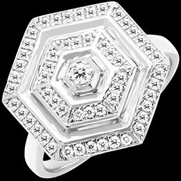 Edenly Ring Hexad - WeiÃŸgold 9 Karat mit Diamanten