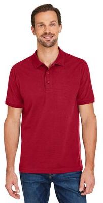 Harriton M205 Men's Valiant Cotton Snag Protect Polo Shirt in Red size Medium