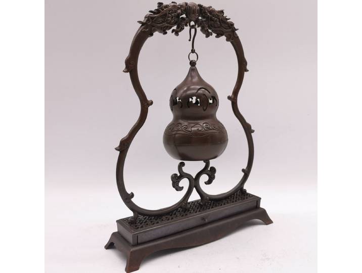Brûleur d'encens suspendu en laiton doré, artisanat Antique divers, Collection de cuivre en détresse Vintage, gourde dorée, décoration de maison