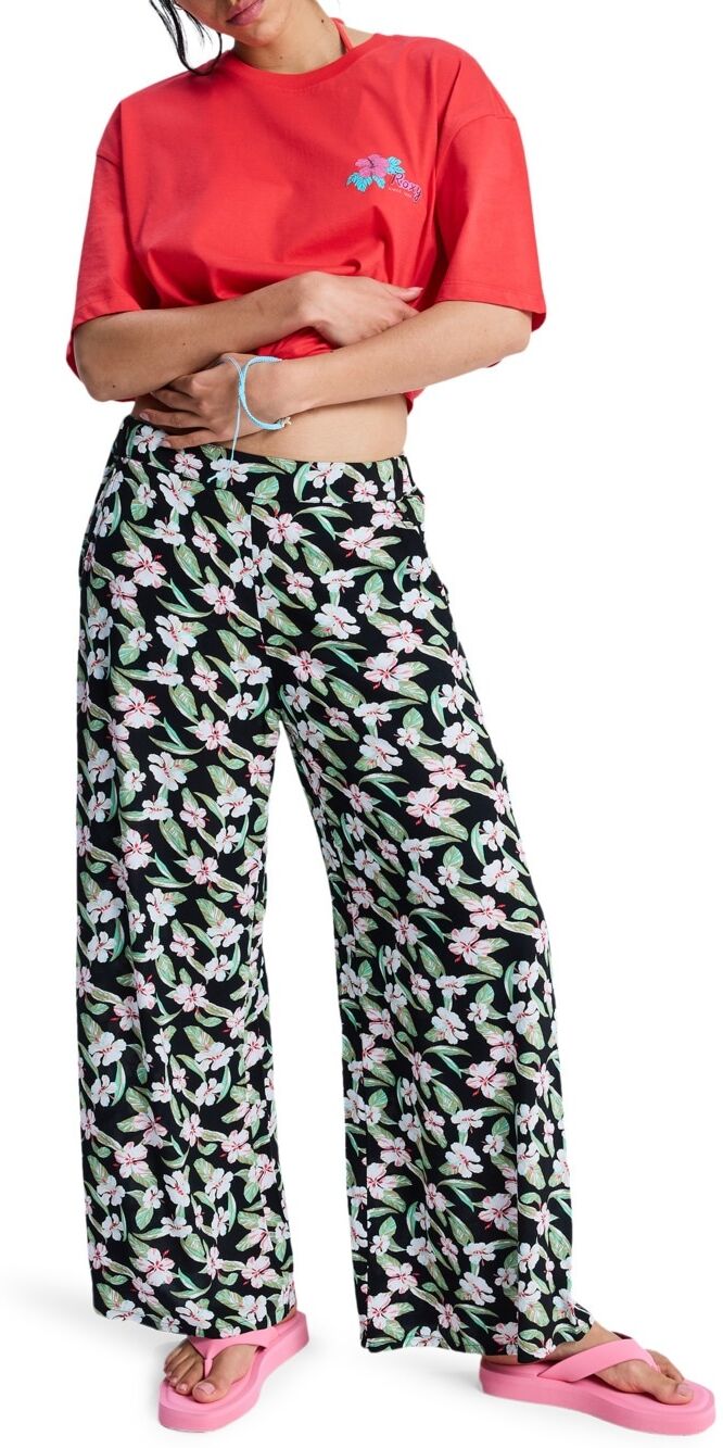 Culotte ROXY "Midnight Avenue Crepe", Damen, Gr. XL, anthrazit spring charming sma, Obermaterial: 100% Viskose., Hosen Culotte anthrazit spring charming sma XL