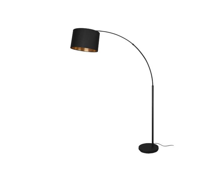 Bogenleuchte Bolivia, Schwarz, Goldfarben, Metall, 171 cm, Fußschalter, Lampen & Leuchten, Innenbeleuchtung, Stehlampen, Bogenlampen