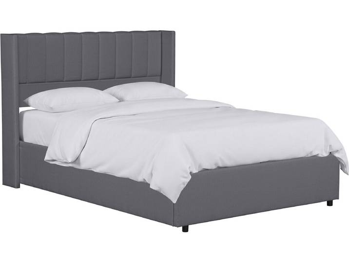 Lit double en tissu avec coffre Saint-Moritz - 160 x 200 cm - Gris