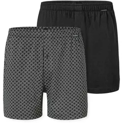 SCHIESSER Herren Jersey-Boxershorts, 2er Pack - 2Pack Boxershorts, Baumwolle, einfarbig Schwarz/Weiß / 3XL