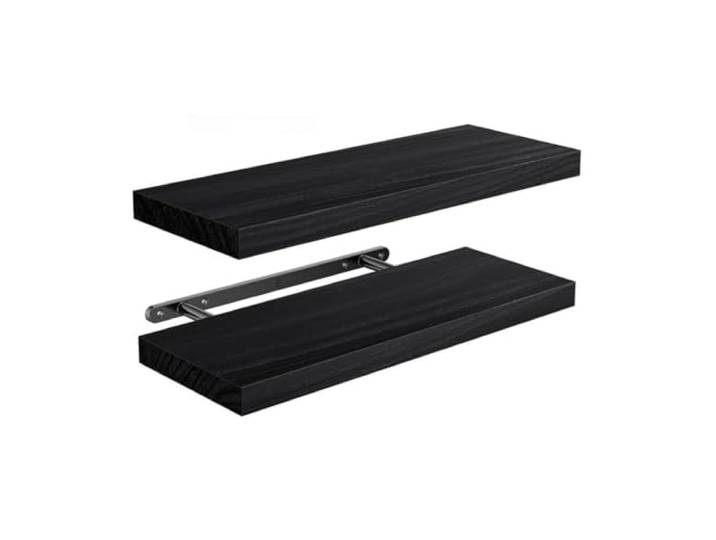 MBNFHIRBBX Unsichtbare schwebende Holzregale Wandmontiertes Hängeregal for Badezimmer, Schlafzimmer, Wohnzimmer und Küche(Black 2 Layer)