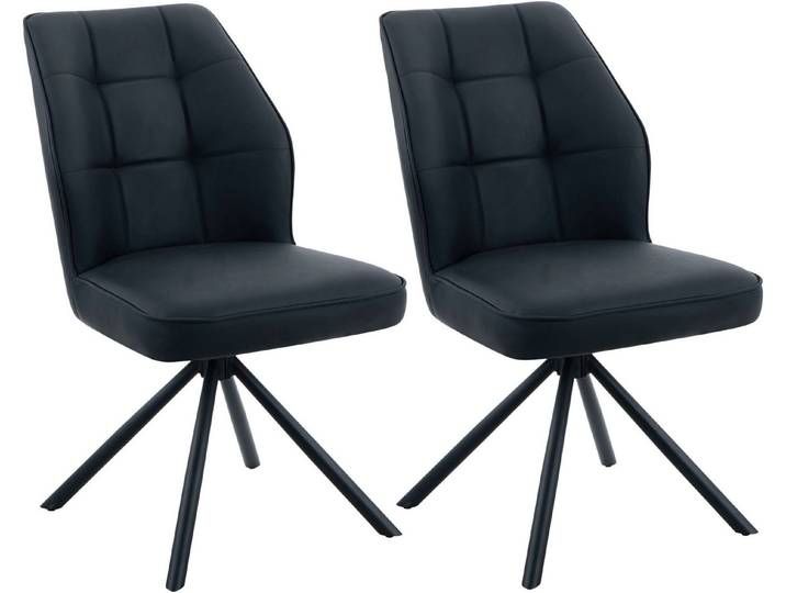 HELA 4-Fußstuhl BRAGA (Set, 2 St), XL Sitzbreite, 360° drehbar mit Auto-Return, Echtleder