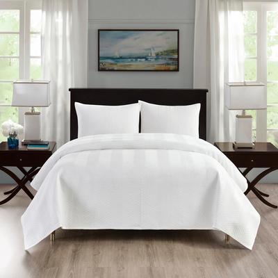 Pointehaven Heavy-Weight Oversized Chevron Design Velvet Quilt Sets