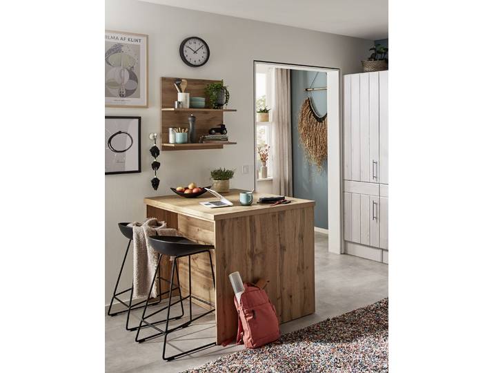 home24 Kookeiland Anton met open kast 124 x 91 x 90cm wit