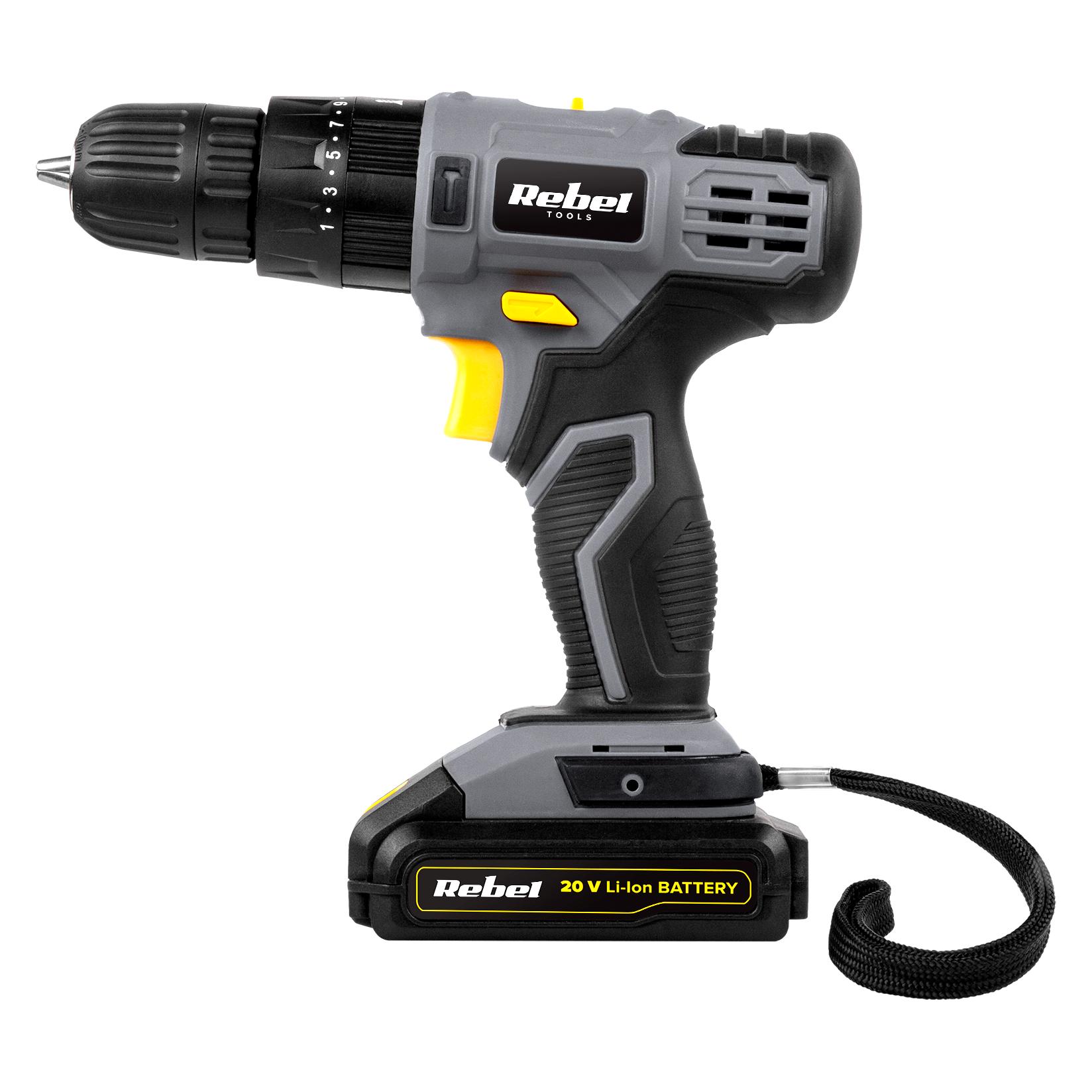 Rebel Tools RB-1002 drill 20 V 1 x 2 Ah battery (Bohrschrauber, Schlagbohrschrauber) (RB-1002)