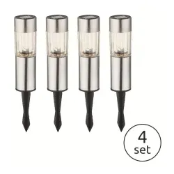 Solarleuchten-Set Edelstahl, 4er, klar, h:25cm