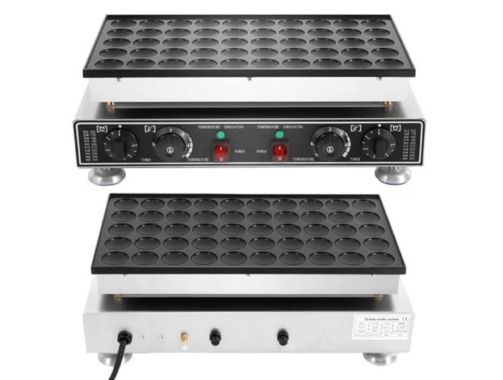 Muffin Maker Profi 50 Löcher 1800W Elektrische Waffeleisen mit 220V & Temperaturregler (50-300°C) Kommerzielle Backmaschine für Cafés, Imbisse Antihaft-Beschichtung, 9.98kg