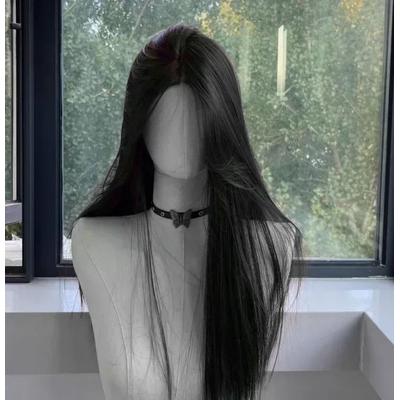 Uplift Essentials Black Synthetic Long Straight Wig Middle Part Natural Full Head Cover black
