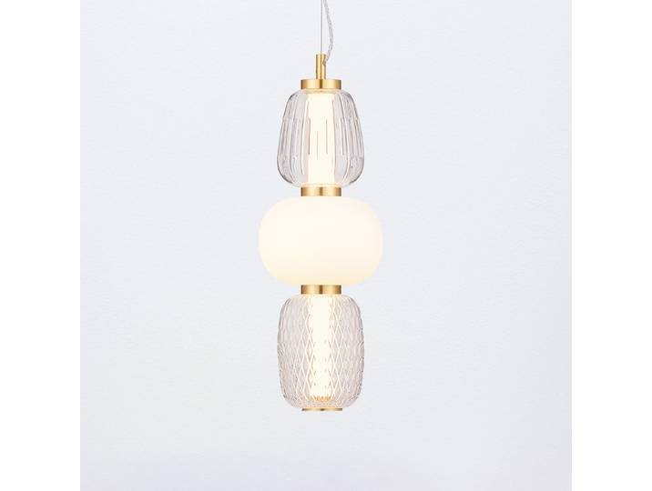 Suspension Movil type A Ø 17cm Doré/Doré 2 aluminium / verre opale LED non-remplaçables Module LED