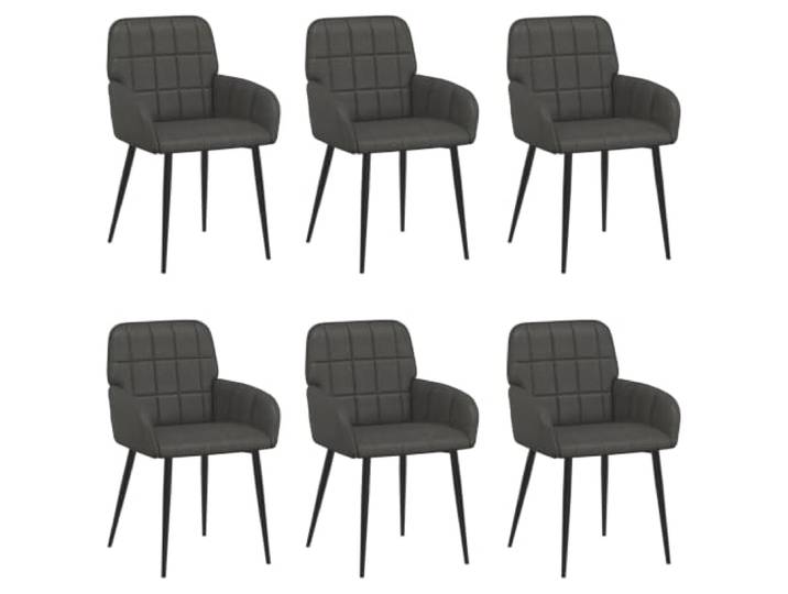 POUFGDR Esszimmerstühle, 6 Stück, Kunstleder, Schwarz, Metallrahmen 6 Stück, Rückenlehne und Armlehnen, Sitzfläche aus PU, Terylen und Baumwolle, innen
