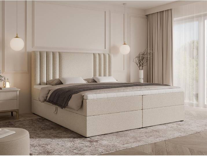 Compleo Boxspringbett Doppelbett mit gepolstertes Kopfteil, Modern und Elegant, Bonell, Topper als Option
