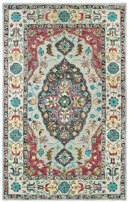 Style Haven Fargo Traditional Medallion Hand-tufted Wool Grey/ Pink Area Rug