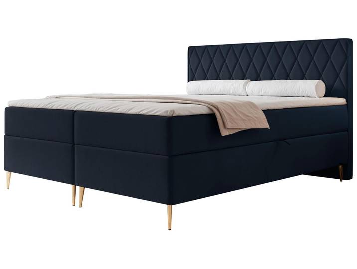 Selsey Caresso - Sommier tapissier 180x200\, matelas bonell\, surmatelas\, velours\, bleu foncé