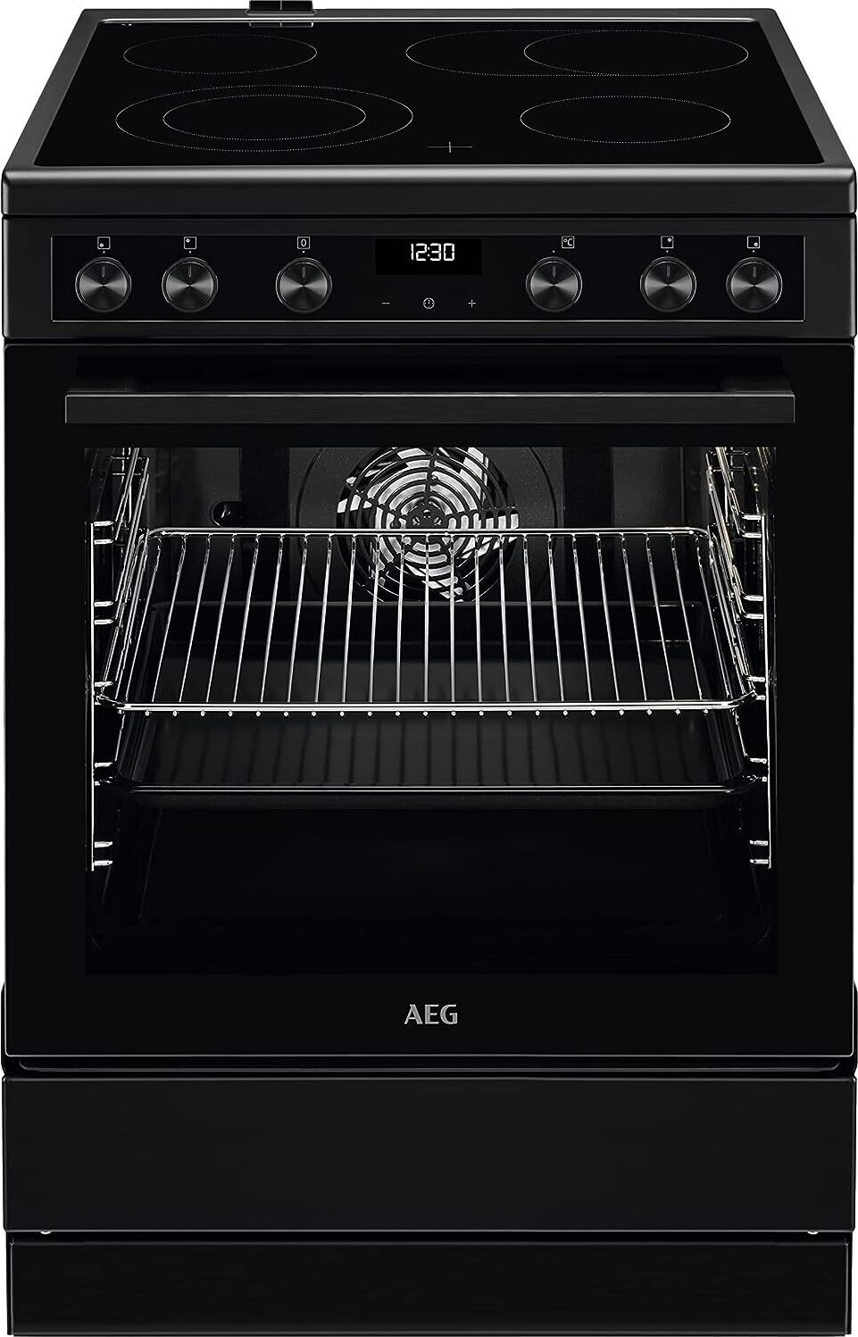 AEG CIB6490APB, Freistehender Herd, Schwarz, Drehregler, Berührung, Matte Black, Schwarz, Front / Top front