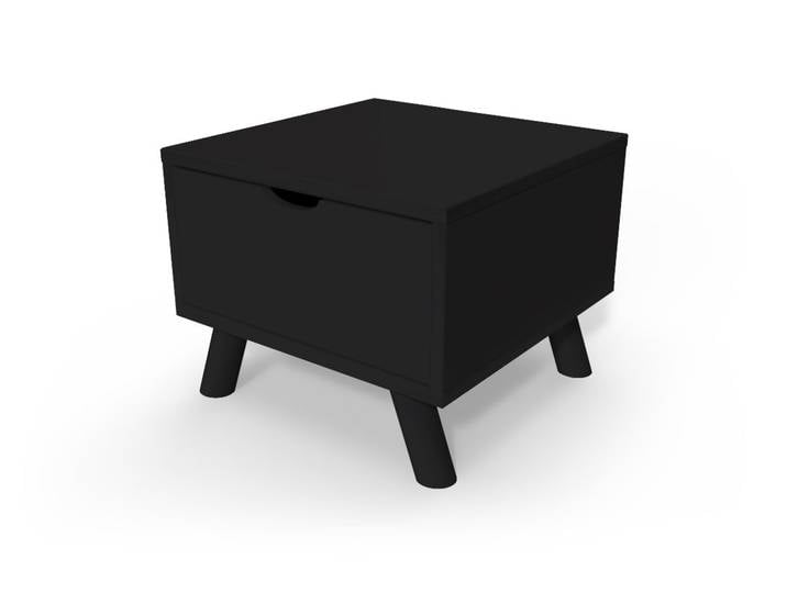 Table de chevet Scandinave bois Viking + tiroir Noir