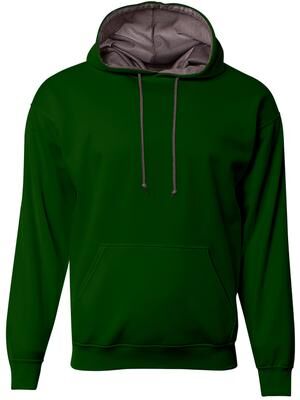 A4 N4279 Men's Sprint Tech Fleece Hooded Sweatshirt in Forest Green size 3XL