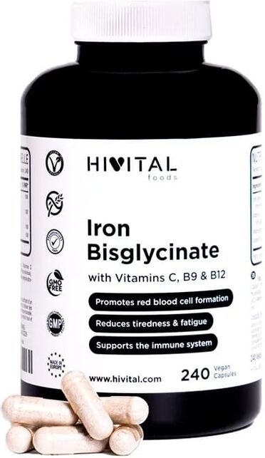 Hivital Foods Hierro Bisglicinato Vitamina C, B9, B12 240 Caps