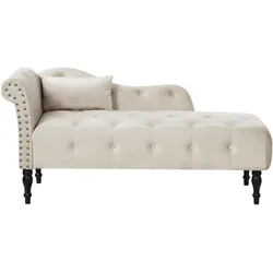 CHAISELONGUE-LINKSSEITIGE Samtstoff Hellbeige Ivry