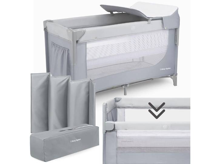 Lit de voyage 3-en-1 Moby-System Closely avec table à langer, matelas et sac de voyage pour berceau bébé 0-3 ans