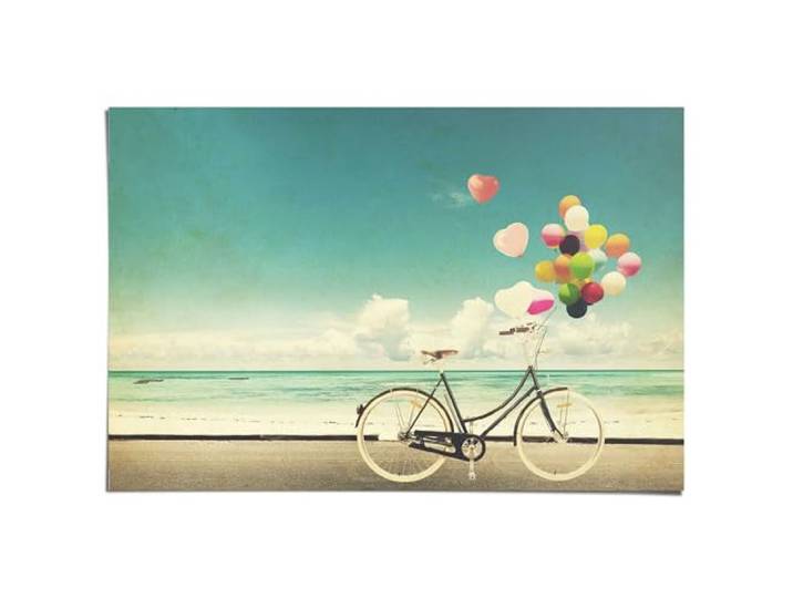 REINDERS Poster, Luftballon Fahrrad, Schlafzimmer, Poster, Wanddeko, Room Decor, Bilderdruckpapier, Blau, 61 x 91,5