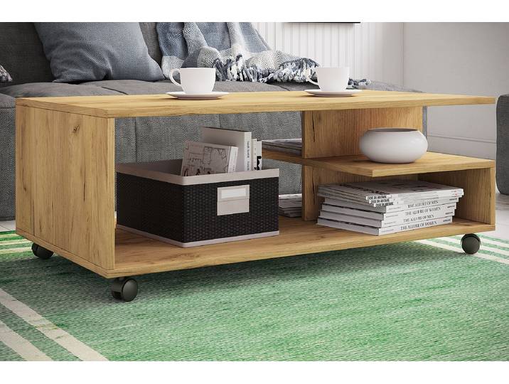 Table basse Stango XL 100 x 40 x 50cm Bois/Marron/Imitation chêne
