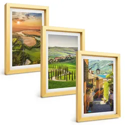 BILDER SET 3er Set - 20x30 cm Goldrahmen - Italienische Landschaften, Flussstraße