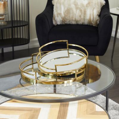ARCILLA ELEMENTAL Stainless Steel Metal Mirrored Tray (Set of 2) - Silver or Gold
