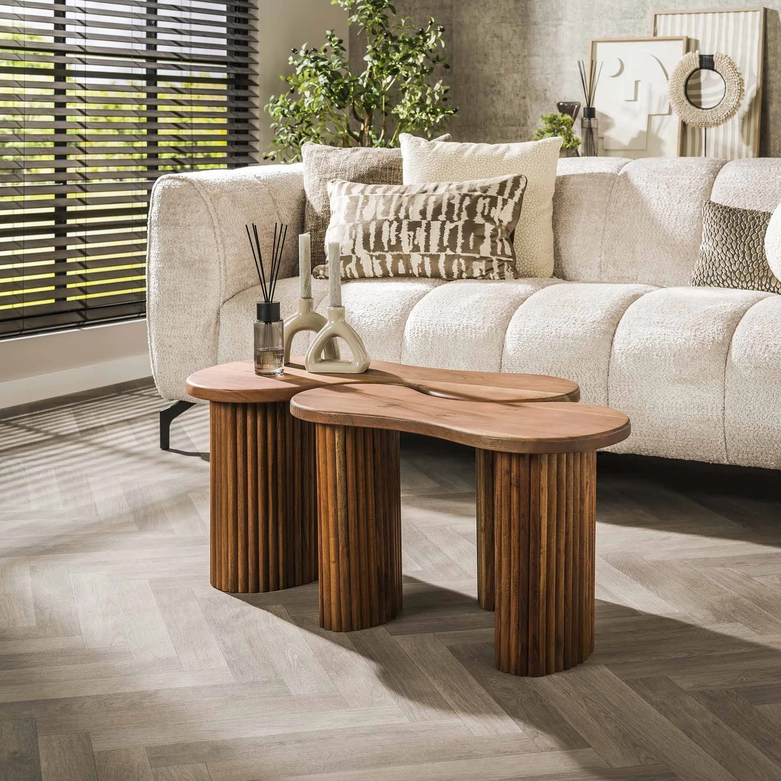 WoonStijl Salontafel Fuse set van 2, Acaciahout, Bruin