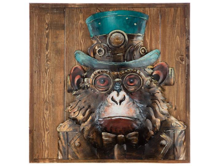 Leinwandbild GILDE Bild quadratisch Steampunk Ape , braun (farbe bild(er): braun), B:50cm H:50cm T:5,5cm, Massivholz, Bilder, Leinwandbild