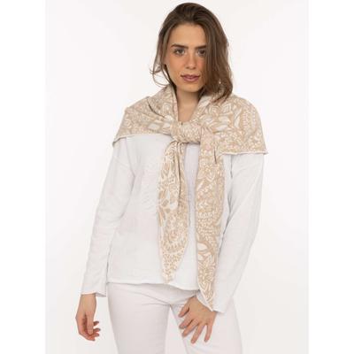 Dreieckstuch ZWILLINGSHERZ "Paisley Blätter", Damen, beige (hellbeige), Baumwollmischung, Modetücher, blumiges Muster, tolles Accessoire, vielseitig tragbar