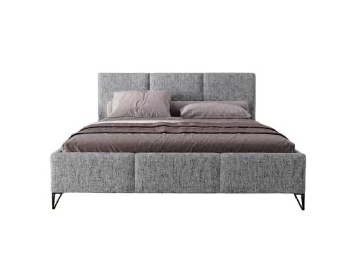 Chilly. Möbel Design Bett Modero - Polsterbett mit Bettkasten, Lattenrost und Kopfteil - 140x200 cm - Holzrahmen - Neve Grau