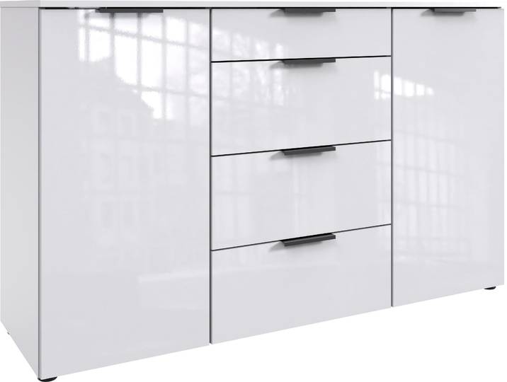 Kombikommode WIMEX level36 D by fresh to go , weiss (korpus weiß, front lack weiß), B:135cm H:84cm T:41cm, Holzwerkstoff, Sideboards, Kombikommode, mit lackierten Hochglanz-Fronten, soft-close Funktion, 135cm breit