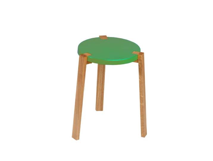 A2 Happy Hocker Grün, Eichenbeine