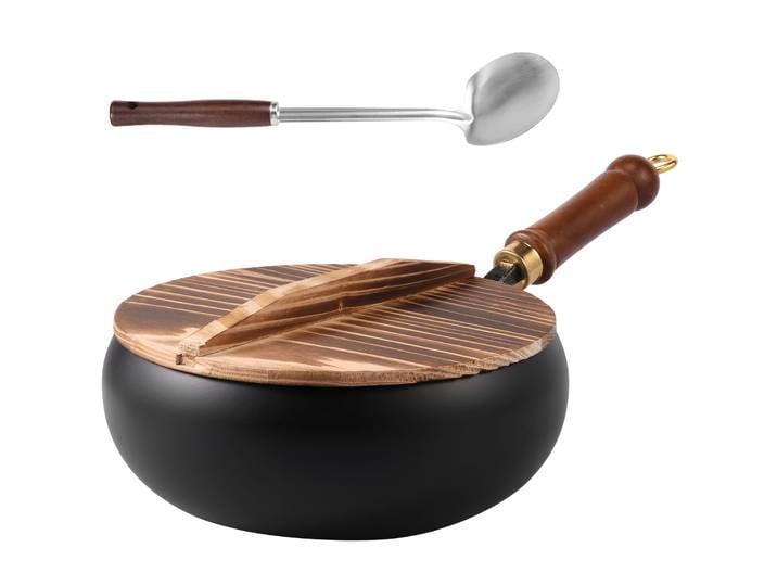 Poêle à Wok en fer de 24cm, poêle à frire en fer, poêle de cuisson antiadhésive pour plaques de cuisson électriques à Induction, fournitures de cuisine