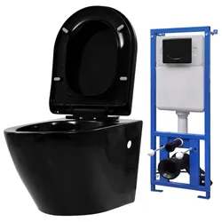 Helloshop26 - Komplettes wandhängendes WC-Set mit verdecktem schwarzem Keramikspülkasten 02_0003582