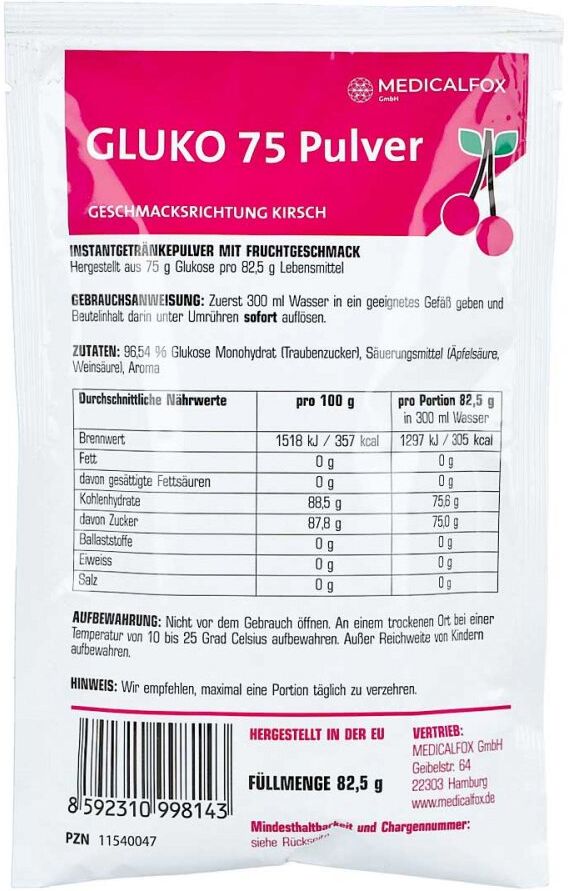 Glukose 75 g Kirsch Plv.z.her.e.lsg.z.einnehmen 75g