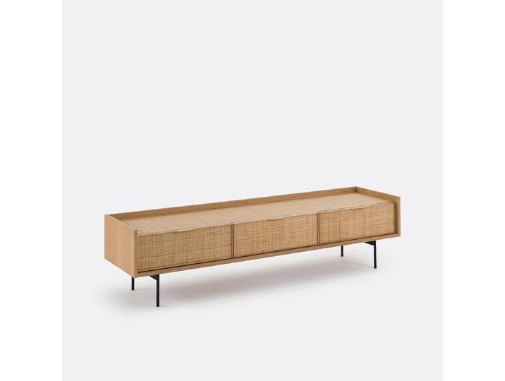 LA REDOUTE Meuble TV chêne et cannage, LOUISON Beige Chêne