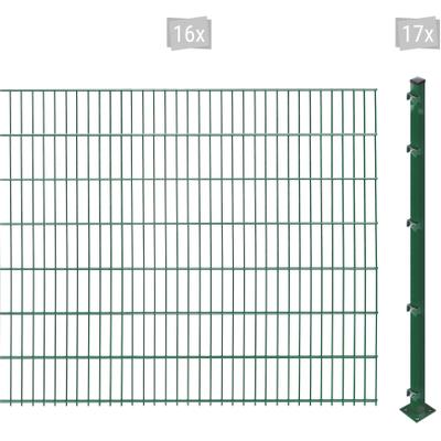 Doppelstabmattenzaun ARVOTEC "ESSENTIAL 143 zum Aufschrauben", grün (dunkelgrün), H:143cm, Kunststoff, Stahl, Zaunelemente, Zaunhöhe 143 cm, Zaunlänge 2 - 60 m