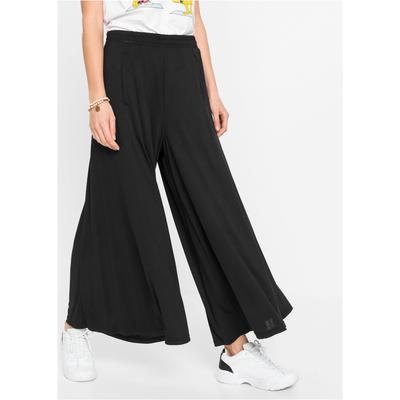 Culotte BONPRIX "Jersey-Culotte mit weitem Bein", Damen, Gr. 40/42 (M), N-Gr, schwarz, Obermaterial: 70% Modal, 30% Polyester, loose fit, Hosen Culotte, aus Modal und Polyester, Loose fit Passform, weites Bein