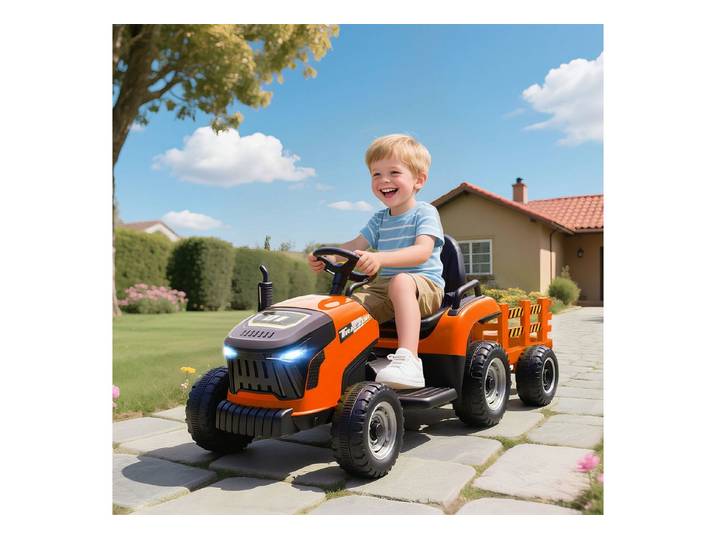 AIYAPLAY Elektro-Kindertraktor Aufsitz-Traktor mit Fernbedienung, Belastbarkeit 30 kg, (1-tlg), Soft-Start-Funktion, für Kinder im Alter von 3-8 Jahren, Orange