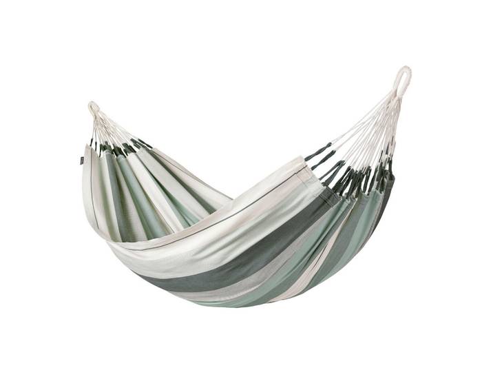 La Siesta Hängematte, Weiß, Olivgrün, 140x300 cm, Gartenmöbel, Gartenschaukeln, Hängematten