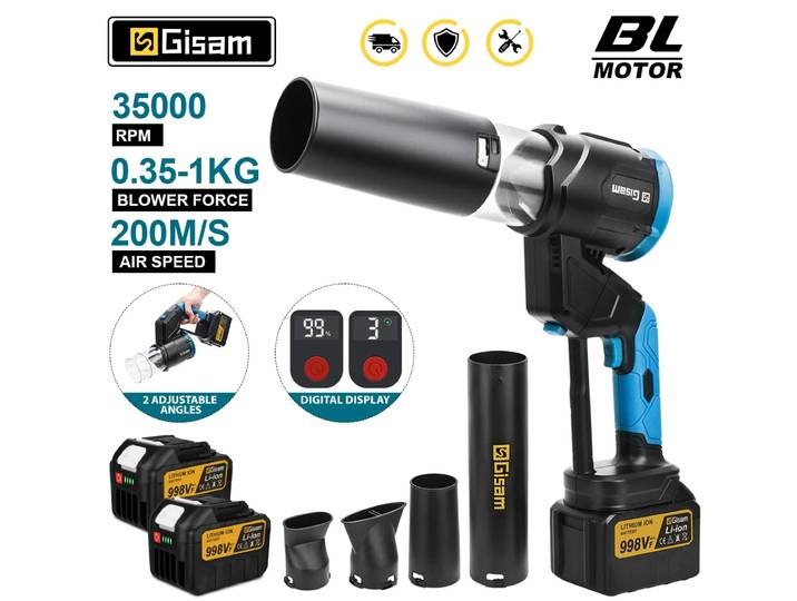 Gismis 35000 tr/min ventilateur d'air électrique sans brosse 2in1 Turbo ventilateur feuille poussière neige soufflage outil propre pour Makita 18V batterie broche