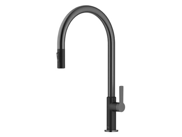 KRAUS Oletto KPF-2821MBSFSB High-Arc Einhand-Küchenarmatur in mattschwarz/fleckenfrei schwarz Edelstahl