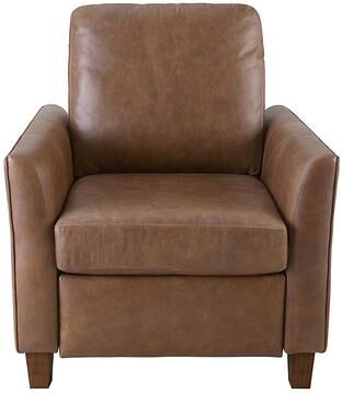 Layla Leather Recliner - Taupe Leather, Taupe with Dark Walnut Finish - Ballard Designs