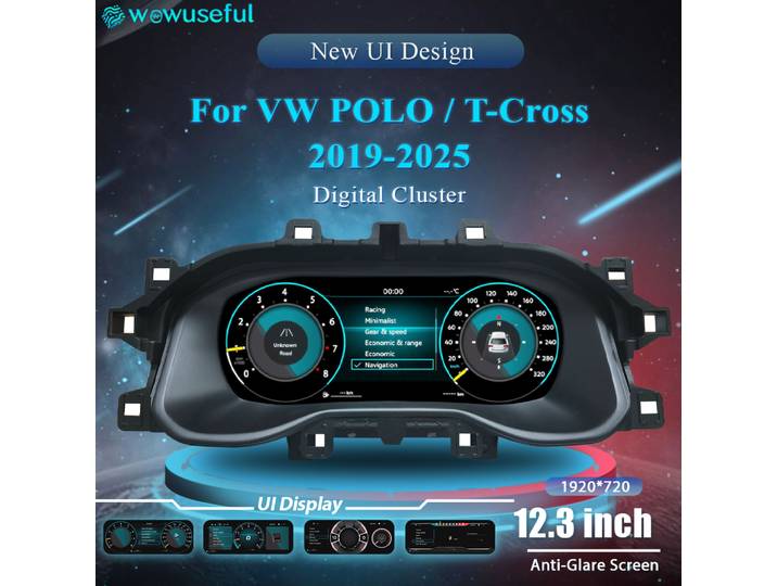 Wowuseful – groupe de tableau de bord numérique 12.3 pouces, pour VW POLO t-cross Jatta 2019 – 2025 ans, cabine de panneau d'instrument virtuel