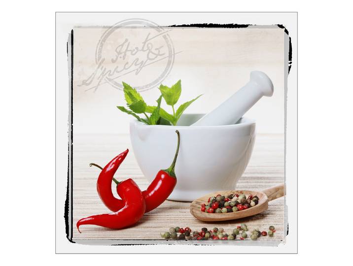 Glasbild Chili Kitchen Floatglas Rot/Grün 20 x 20cm
