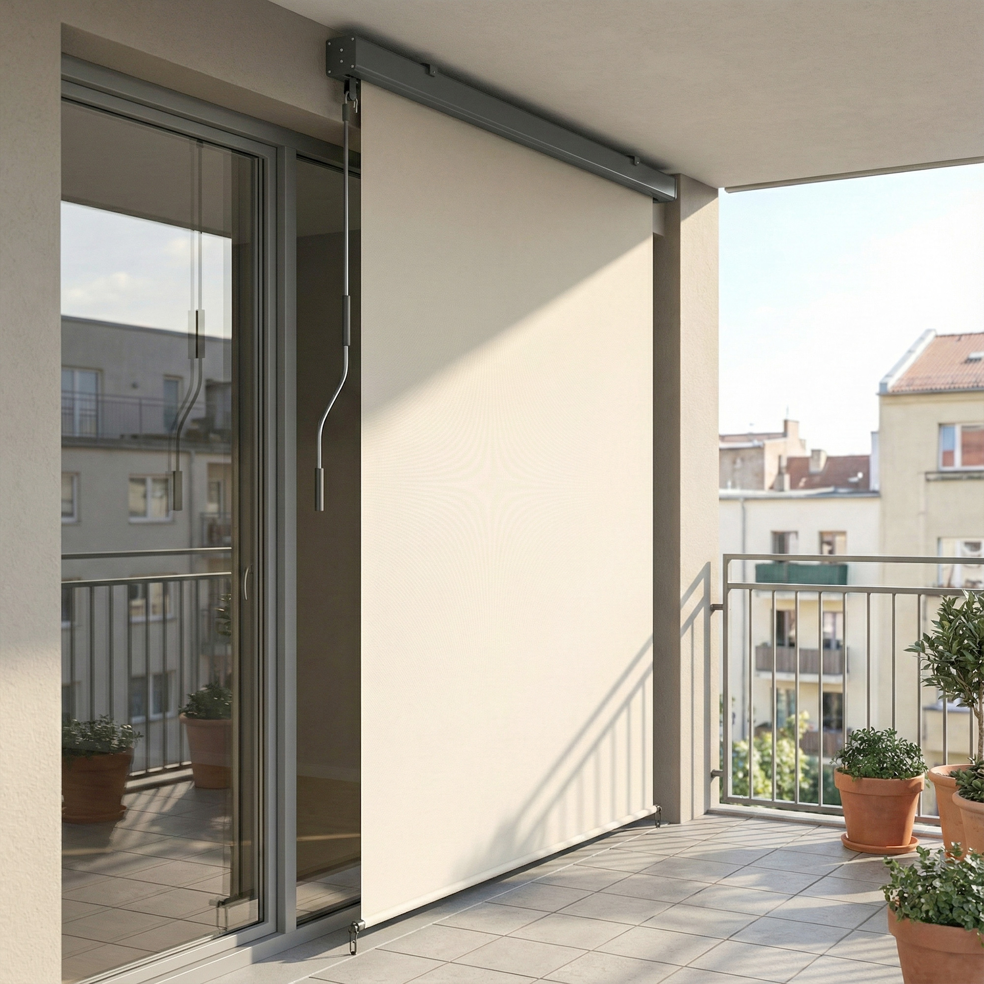 Outsunny Tenda a Rullo Tenda Avvolgibile Senza Fili, 250x160 cm, Bianco Crema   Aosom Italy